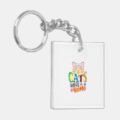 Kat Art Cats Bless Home Sleutelhanger (Voorkant Links)