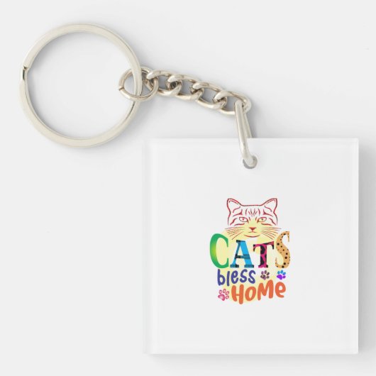 Kat Art Cats Bless Home Sleutelhanger (Voorkant)