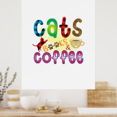 Kat Art Cats Books Koffie Poster (Keuken)