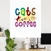 Kat Art Cats Books Koffie Poster (Thuiskantoor)