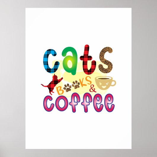 Kat Art Cats Books Koffie Poster (Voorkant)