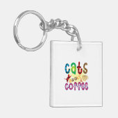 Kat Art Cats Books Koffie Sleutelhanger (Voorkant Links)
