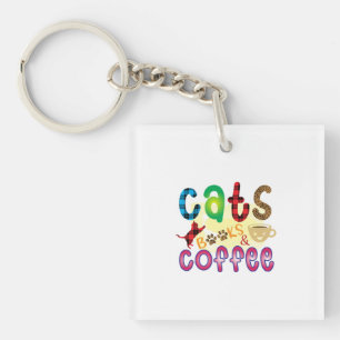 Kat Art Cats Books Koffie Sleutelhanger