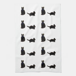 Kat Art Cute Black Cats Theedoek