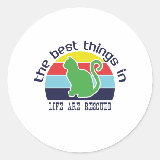 Kat art het beste in het leven ronde sticker (Voorkant)