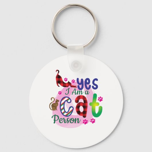 Kat Art I A Cat Person Sleutelhanger (Voorkant)