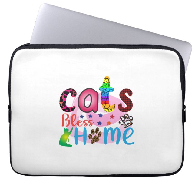 Kat Art Katten Bless Home_2 Laptop Sleeve (Voorkant)