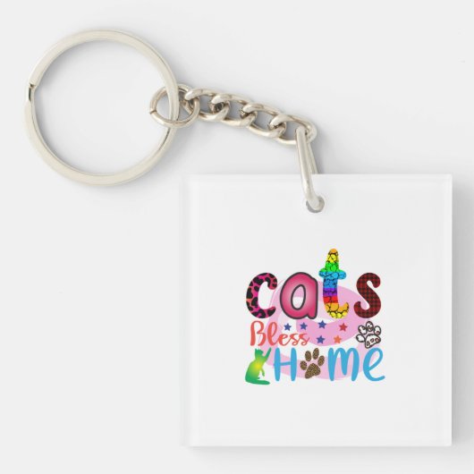 Kat Art Katten Bless Home_2 Sleutelhanger (Voorkant)