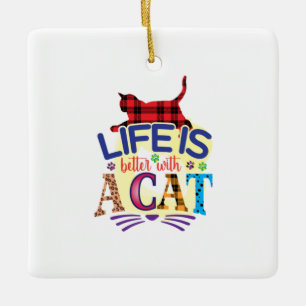 Kat Art Life is beter met een kat Keramisch Ornament