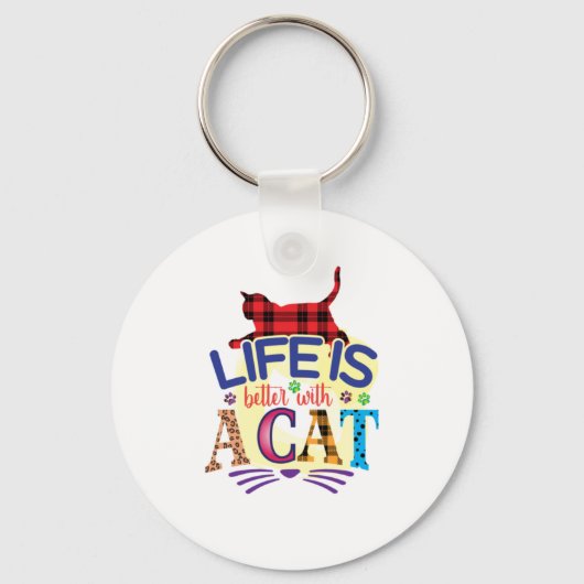 Kat Art Life is beter met een kat Sleutelhanger (Voorkant)