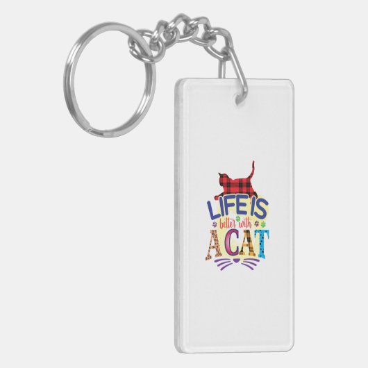 Kat Art Life is beter met een kat Sleutelhanger (Voorkant Links)