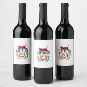 Kat Art Life is beter met een kat Wijn Etiket (Flessen)