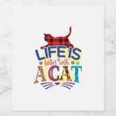 Kat Art Life is beter met een kat Wijn Etiket (Enkel label)