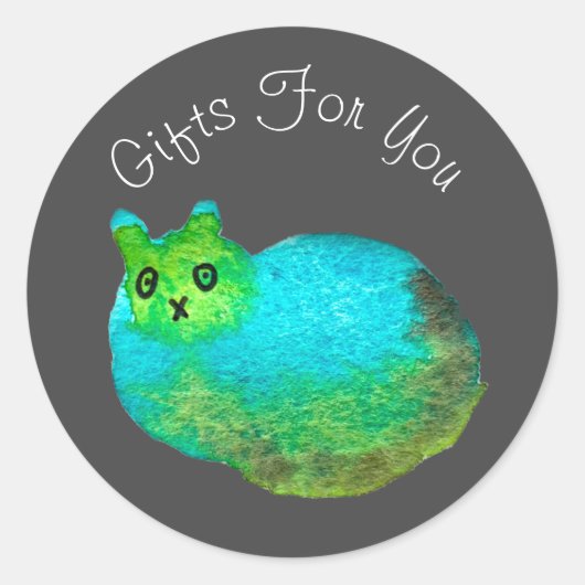 Kat art modern design Gift business branding Ronde Sticker (Voorkant)