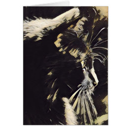 Kat Art notes, zwart kattenprofiel (blanco binneni