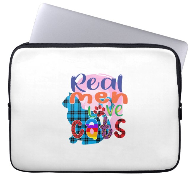 Kat Art Real Mannen Love Cats Laptop Sleeve (Voorkant)