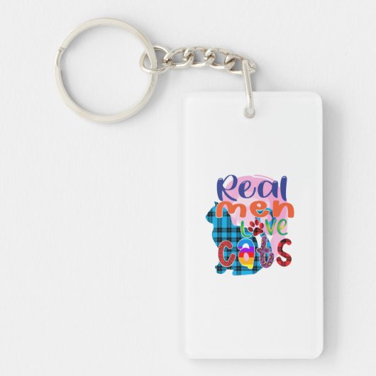Kat Art Real Mannen Love Cats Sleutelhanger (Voorkant)
