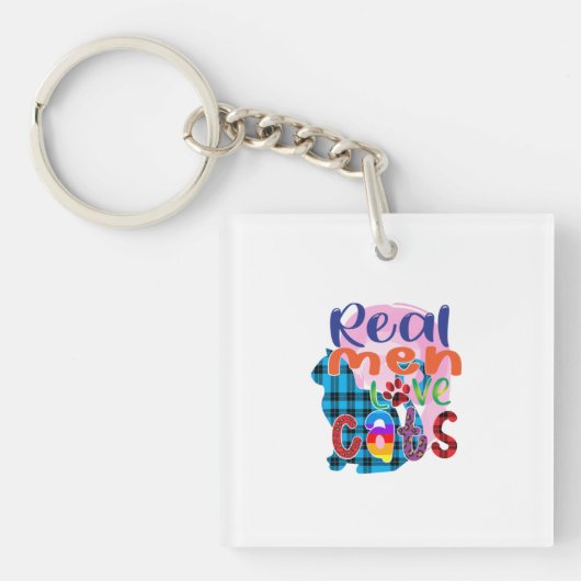 Kat Art Real Mannen Love Cats Sleutelhanger (Voorkant)