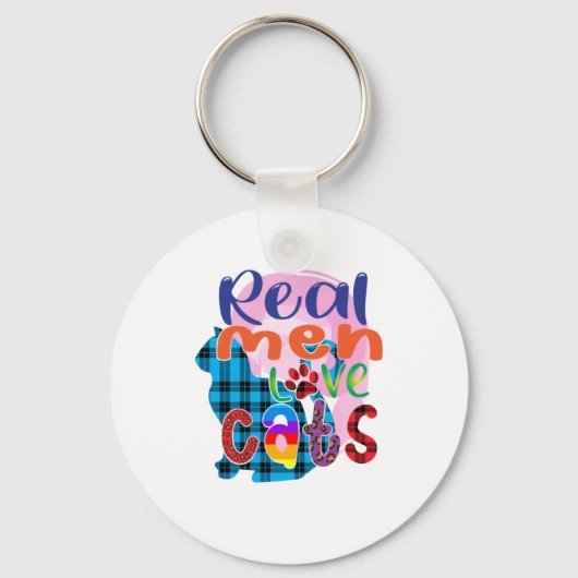 Kat Art Real Mannen Love Cats Sleutelhanger (Voorkant)