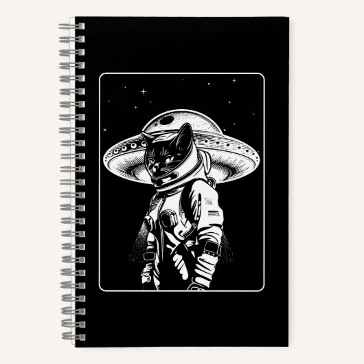Kat Astronaut Alien UFO Sciencefiction Notitieboek (Voorkant)