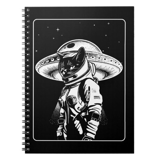 Kat Astronaut Alien UFO Sciencefiction Notitieboek (Voorkant)