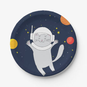 Kat Astronaut Animal met Space Helmet Clipart Bab Papieren Bordje