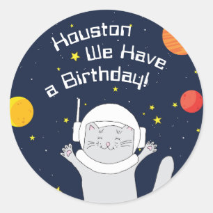 Kat Astronaut Animal met Space Helmet Clipart Bab Ronde Sticker