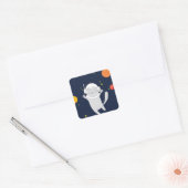 Kat Astronaut Animal met Space Helmet Clipart Bab Vierkante Sticker (Envelop)