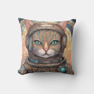 Kat Astronaut anime-kunst met ingewikkelde details Kussen