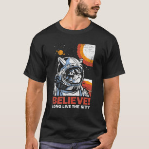 Kat Astronaut Beloef ruimtekeukenvervorming T-shirt