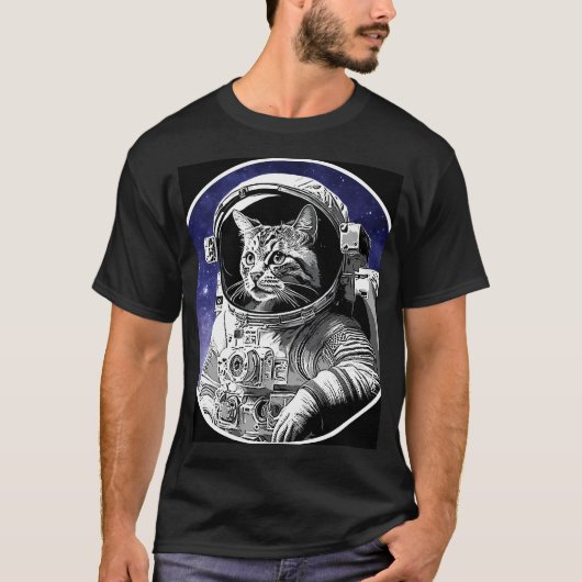 Kat Astronaut Cirkel T-shirt (Voorkant)