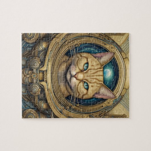 Kat astronaut cyberpunk kunst legpuzzel (Horizontaal)