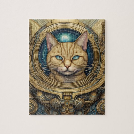 Kat astronaut cyberpunk kunst legpuzzel (Verticaal)
