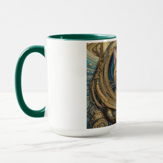 Kat astronaut cyberpunk kunst mok (Links)