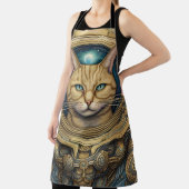 Kat astronaut cyberpunk kunst schort (Insitu)