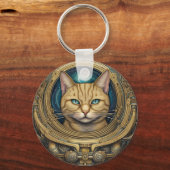 Kat astronaut cyberpunk kunst sleutelhanger (Achterkant)