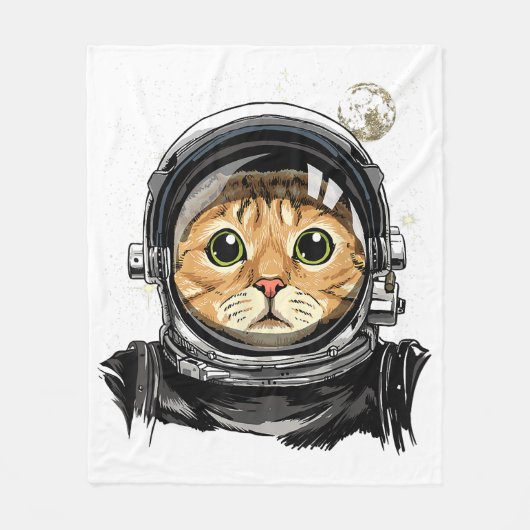 Kat Astronaut Dierengezichtsas Fleece Deken (Voorkant)
