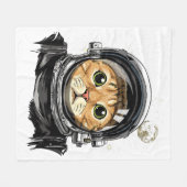 Kat Astronaut Dierengezichtsas Fleece Deken (Voorkant (Horizontaal))