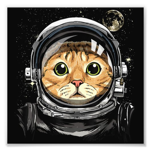 Kat Astronaut Dierengezichtsas Foto Afdruk (Voorkant)