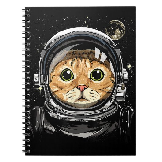 Kat Astronaut Dierengezichtsas Notitieboek (Voorkant)
