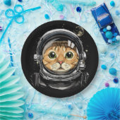 Kat Astronaut Dierengezichtsas Papieren Bordje (Feest)