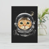 Kat Astronaut Dierengezichtsas Save The Date (Staand voorkant)