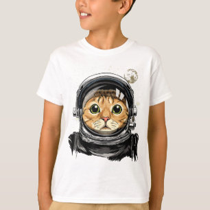Kat Astronaut Dierengezichtsas T-shirt