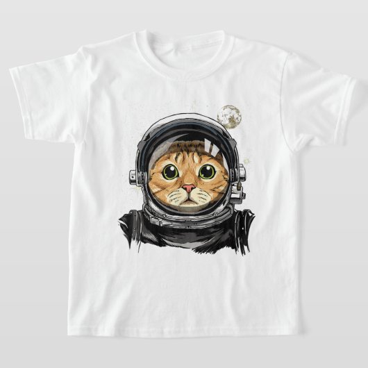 Kat Astronaut Dierengezichtsas T-shirt (Laagn)