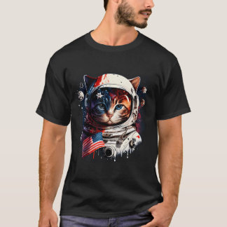 Kat Astronaut Dierengezichtsas T-shirt