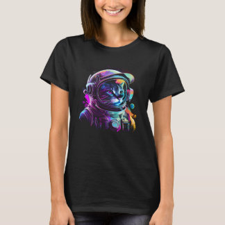 Kat Astronaut Dierengezichtsas T-shirt