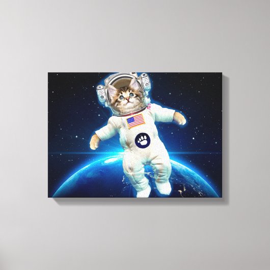 Kat-astronaut in de ruimte canvas afdruk (Voorkant)