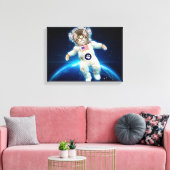 Kat-astronaut in de ruimte canvas afdruk (Insitu (Woonkamer))