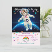 Kat-astronaut in de ruimte kaart (Staand voorkant)