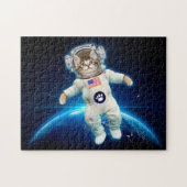 Kat-astronaut in de ruimte legpuzzel (Horizontaal)